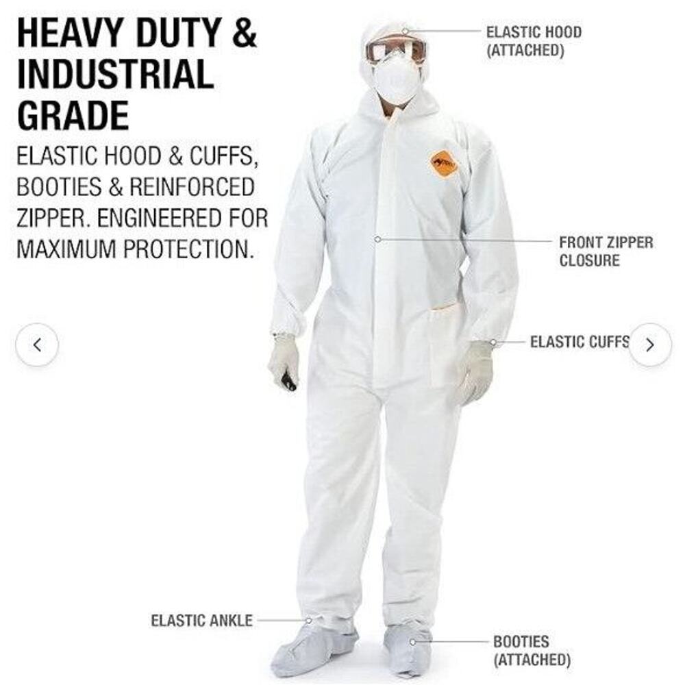 New Large Heavy Duty All Purpose Disposable Coverall Protective Work Wear